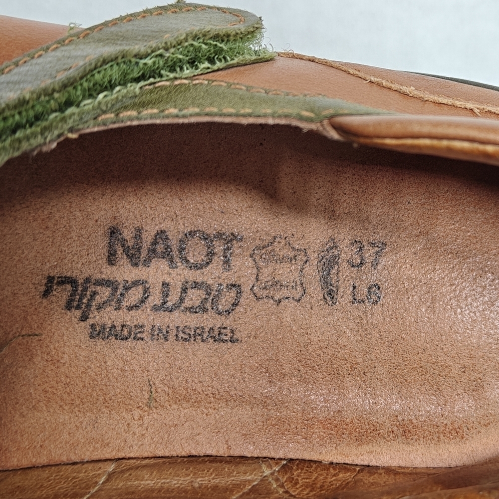 NAOT Minke Mary Jane Brown Olive Silver Leather Strap Women's Shoes Size 6 EU 37 - Picture 9 of 10